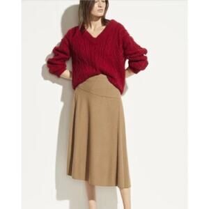 Vince Asymmetrical Brown Paneled Wool Blend A Line Skirt 4